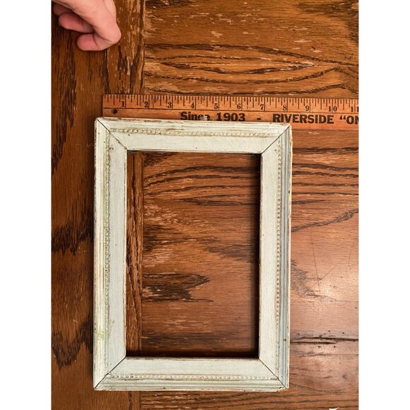 Rustic Light Teal Wooden Antique Frame With Distressed Finish - Picture 5 of 6